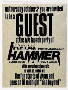 Anthrax Iron Maiden Guest Pass Metal Hammer UK Launch Party London 2nd Oct 1986 - Picture 1 of 12