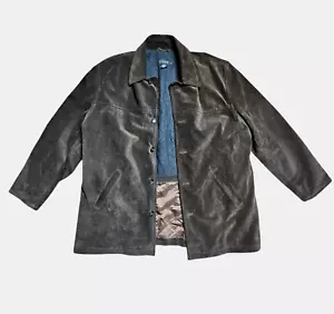 Vintage J. Crew Suede Leather Jacket Coat Wool Nylon Quilted Lined Brown Mens XL - Picture 1 of 14