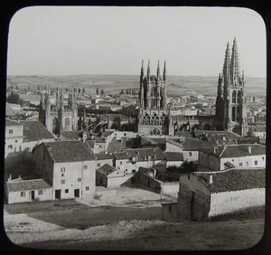 Glass Magic Lantern Slide VIEW OF BURGOS C1910 HISTORIC PHOTO SPAIN - Foto 1 di 2