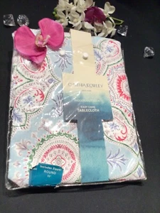 Cynthia Rowley In/Outdoor Tablecloth 70” Round Zipper hole Umbrella Medallions - Picture 1 of 6