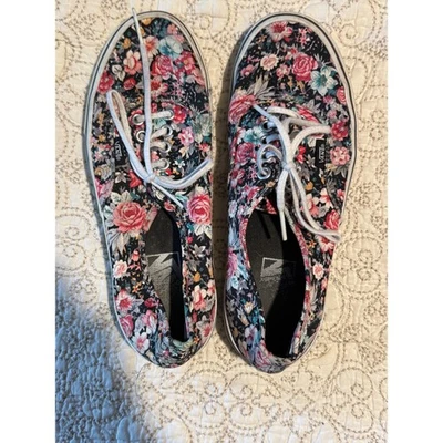 Vans Floral Lona Tenis Zapatos Para Mujer EE. UU. 8 Flores Negro Rosa Verde azulado Foto 1 de 4