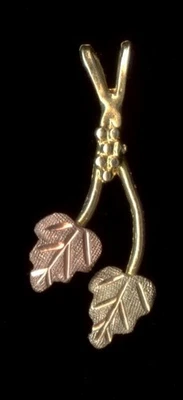 Nuevo Colgante Planta Pétalo Hoja de Uva Oro Amarillo y Rosa Sólido Fino 10K 21mm QC Foto 1 de 2