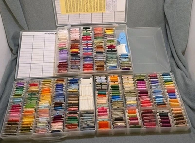 DMC Numbered Embroidery Floss Thread Lot of 360 Skeins & Partials in 3 Boxes  - Image 1 of 4