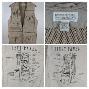 Banana Republic Vintage 80s 90s Safari Fishing Hunting Tool Vest Gorpcore Twill - Picture 1 of 11