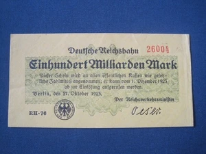 Deutschland Reichsbahn 100  Milliarden Mark  1923 I- - Bild 1 von 2