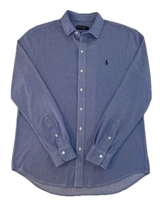 Polo Ralph Lauren Men's Blue White Chevron Pony LS Shirt Size L Golf Stretchy - Picture 1 of 10