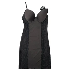 NWOT Marilyn Monroe Intimates Black Lace Slip Dress L Shapewear Built In Bra - Picture 1 of 7
