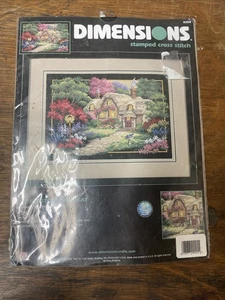 Vintage 2001 Dimensions Stamped Cross Stitch Kit Cobblestone Retreat 14x10 #3204 - Picture 1 of 2