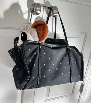 kate spade dog carrier leather straps and base black white polka dot travel bag - Image 1 of 4