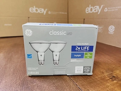 2 Pack GE Classic 75 Watt LED Indoor Flood Light Bulb Par30 Long Neck Dimmable - Image 1 of 4
