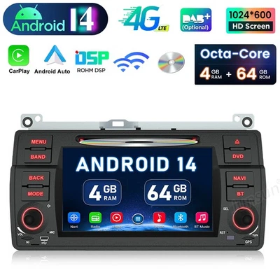 Für BMW E46 8-Kern 7" DSP DVD 64G 4G Android 14 Autoradio Car Play Navi WIFI USB - Bild 1 von 4