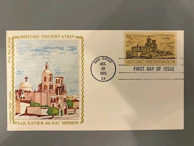1971 Colorano Silk FDC San Xavier del Bac Mission 8c Historic Preservation USA - Image 1 of 4