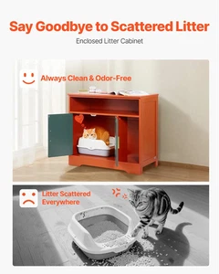  Katzentoilette Gehege, 31 Zoll versteckter Katzentoilette Schrank mit Regal & Aufbewahrung, - Bild 1 von 10