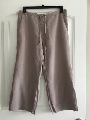 PRAIRIE UNDERGROUND 100% HEMP LINEN DRAWSTRING WAIST CROP WIDE LEG PANTS SIZE S - Image 1 of 4