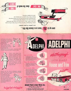 Adelphi Weatherproof House & Trim Paint 1957 Brochure & Color Chart - Picture 1 of 2