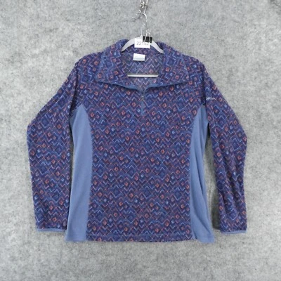 Columbia Sweater Women Large Long Sleeve Pullover Blue Purple Fleece 1/4 Zip - Image 1 of 4