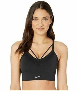 Nike 257036 Women's Seamless Light Support Sports Bra Black White Size M - Picture 1 of 2