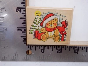 CAPPELLO SCIARPA ALBERO PENNY NERO NATALE REGALO TIMBRO GOMMA LEGNO EUC L3801 - Foto 1 di 2