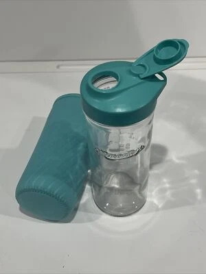 MASONTOPS GLASS WATER BOTTLE WITH NEOPRENE IN TURQUOISE - Image 1 of 4