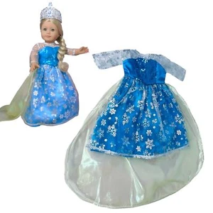 VTG 18" Doll Frozen ELSA COSTUME DRESS Fits American Girl OG Dolls Blue Zip Gown - Picture 1 of 14