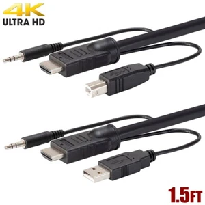 1.5FT HDMI USB KVM Cable & 3.5mm Audio Plug Monitor Keyboard Mouse 4K 60Hz HDR - Picture 1 of 6