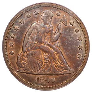 1846 $1 Liberty Seated Dollar PCGS AU50 - Picture 1 of 3