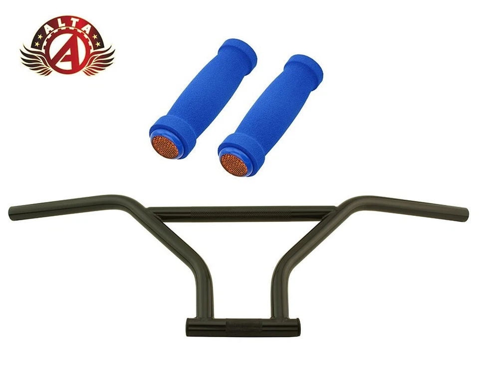 ALTA 4-Piece BMX Handlebar Old School Classic Black W/ FOAM BMX Style GRIPS. - Image 1 of 1