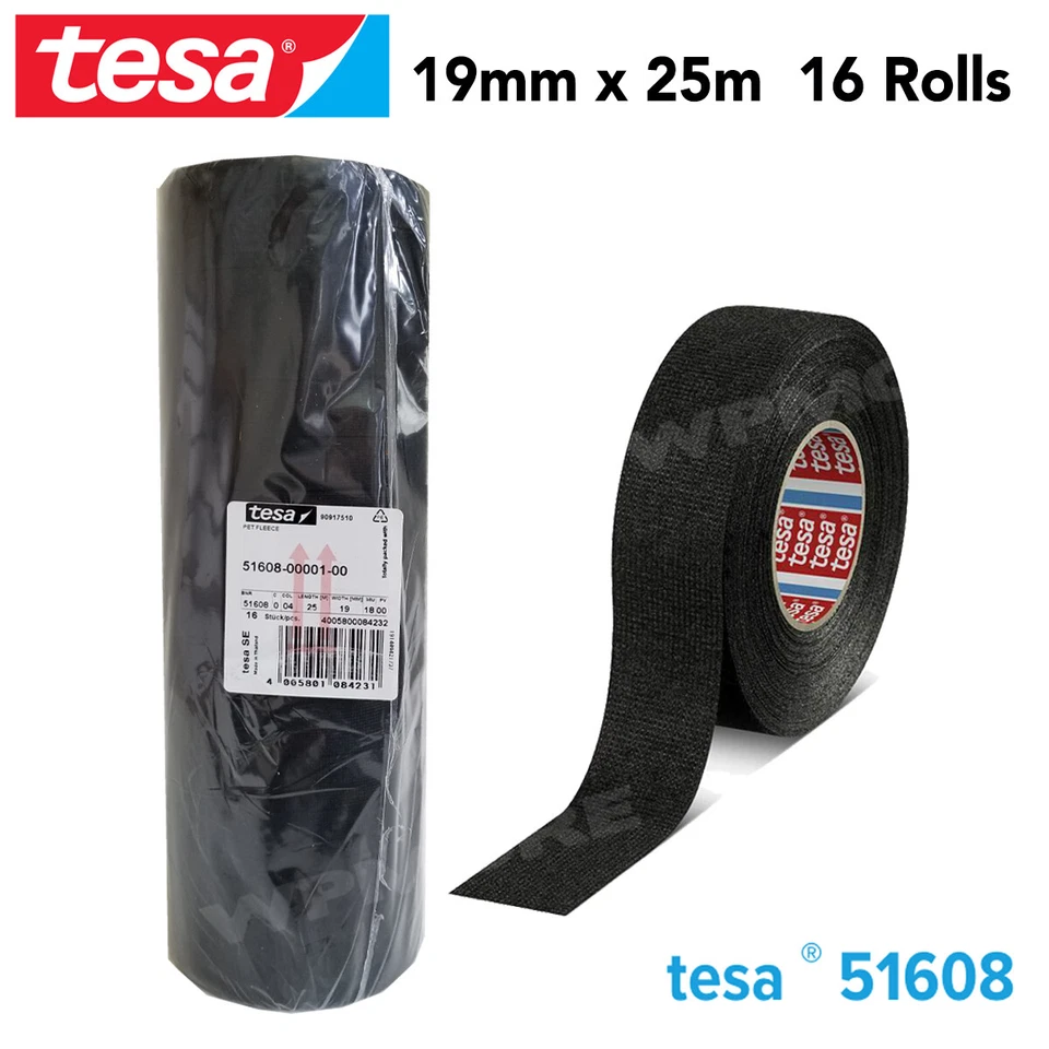 Tesa 51608 PVO Soft PET Fleece Tape 19 mm X 25 m Roll for Flexibility 16Pcs Pack - Image 1 of 1