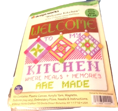 Design Works "Welcome Kitchen" plastic canvas wall decor NIP - Image 1 of 4