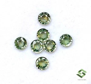 4.50 mm Natural Green Sapphire Round Lot 07 Pcs 2.78 CTS Faceted Loose Gemstones - Picture 1 of 8