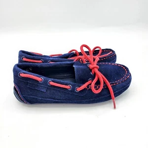 Cole Haan Slip On Boat Suede Shoe Grand Os Boys Size 13 Navy And Red - Picture 1 of 9
