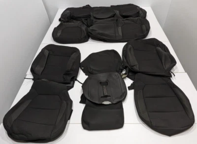 Capas de assento de decolagem de fábrica compatíveis com Chevrolet Silverado Crew pretas A1 2019-2022 - Imagem 1 de 4