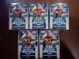 2023 Bowman Chrome University Football Factory Sealed Blaster Box Lot of 5