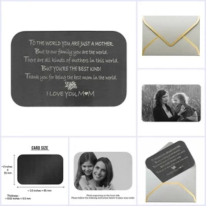 Stainless Steel Black Engrave Mother "I Love You Mom" Metal Wallet Insert Card - Picture 1 of 16