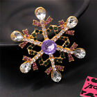 Purple Rhinestone Christmas Snowflakes Fashion Women Charm Brooch Pin Gift