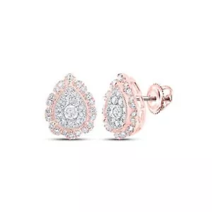 10K ROSE GOLD ROUND DIAMOND TEARDROP NICOLE' DREAM COLLECTION EARRINGS 3/8 CTT - Picture 1 of 1