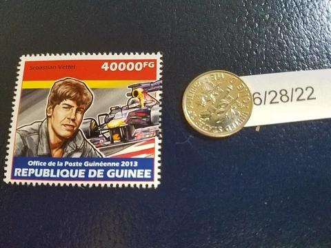 Sebastian Vettel Race Car Driver 2013 Republique De Guinee Perforated Stamp (d) Cover