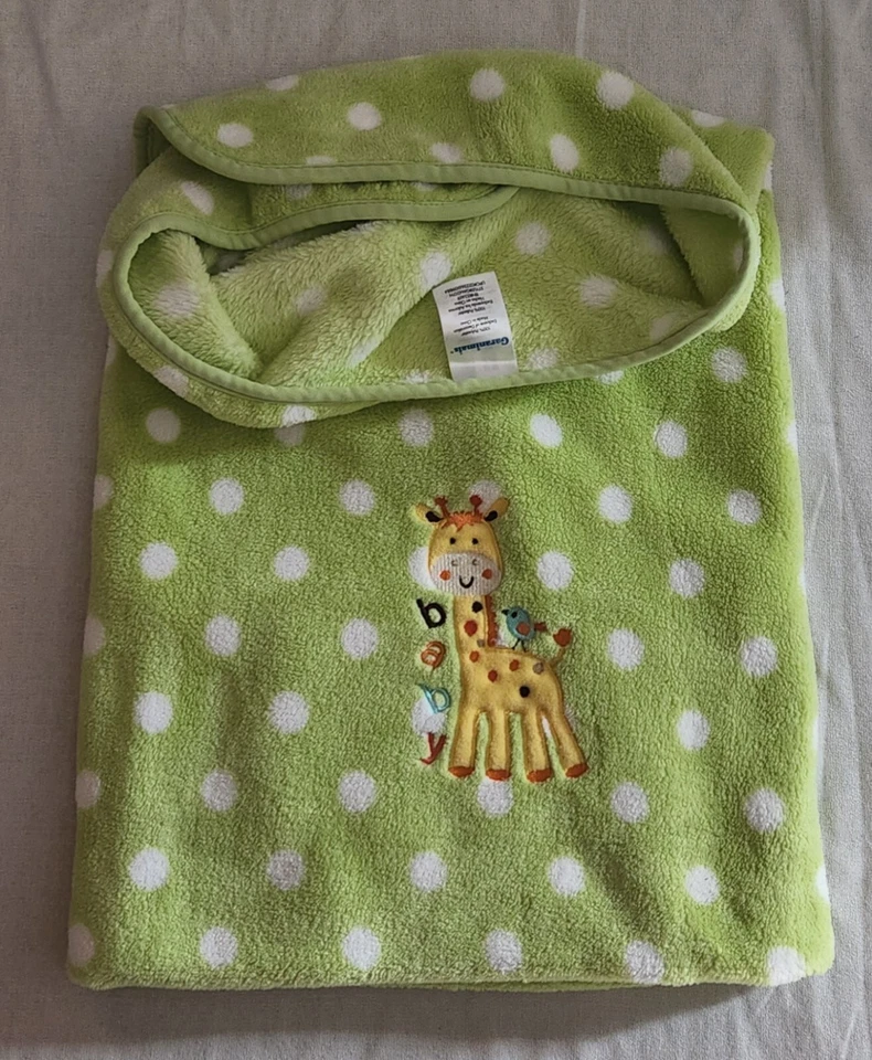 Garanimals Green White Polka Dots GIRAFFE Baby Blanket Bird Plush - Image 1 of 1