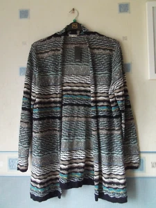 NEW LADIES LONG THIN CARDIGAN SIZE 18 BLUE MULTI *SPIRIT M&CO* - Picture 1 of 4