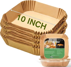 10 Inch Largest Square Air Fryer Disposable Paper Liner, XXL 100Pcs Air Fryer Pa - Picture 1 of 12