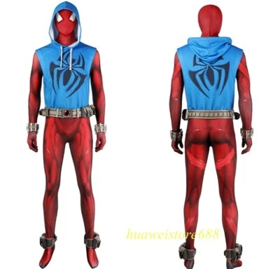 Scarlet Spider Costume Spider-Man Cosplay Outfits Jumpsuit Halloween Adult - Image 1 of 4