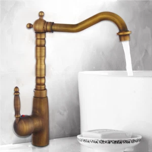 Retro Einhebel Wasserhahn Küche Bad Armatur Waschbecken Mischbatterie Messing - Bild 1 von 11