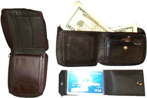 2 New Zip around men's Leather wallet 1 Block 1 Brown unbranded Zip, Bifold bnwt - Picture 1 of 12