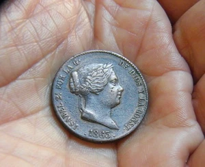 ISABEL II MONEDA DE 25 CTMOS. DE REAL 1863 SEGOVIA - Imagen 1 de 2