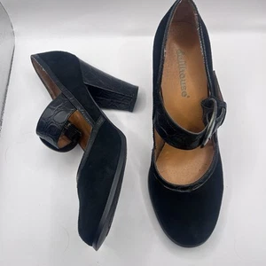 Dollhouse June Black Leather Suede Maryjane Buckle Size 8.5 - Picture 1 of 11