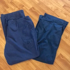 WHITE CROSS size L lot of 2 navy blue scrub medical hospital pants pockets - Picture 1 of 8