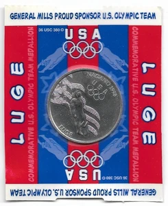 Moneda coleccionable NAGANO luge de los Juegos Olímpicos de Estados Unidos 1998 General Mills ¡Nueva! - Imagen 1 de 2