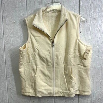 Chaleco Coldwater Creek para mujer talla pequeña cremallera completa marfil polar bolsillos acogedores Foto 1 de 4