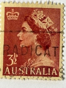 Australia Postage ~ Queen Elizabeth II ~ Red 3½D Stamp ~ Cancelled/Posted - Picture 1 of 2