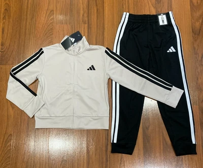 adidas Youth Set Boy's Jacket PANTS Tracksuit 2pc Size 8 10/12 14/16 18/20 New - Image 1 of 4